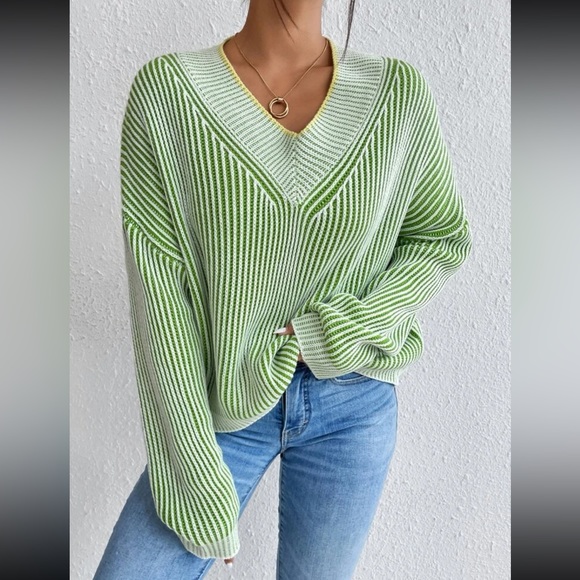 Cozy Relaxed Fit Slouchy Stripes Sweater Top - Picture 13 of 16